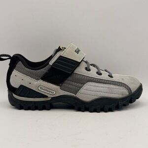 Shimano Cycling Shoes Women 5 Grey Black SPD Cleat Mountain Bike Lace Up Strap